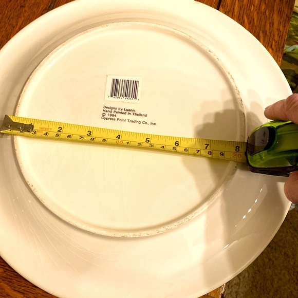Vintage 1994 platter w/spongeware yellow/green border. 12 in. Small chip on back - Picture 12 of 12